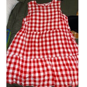 Red and white gingham dress with pockets